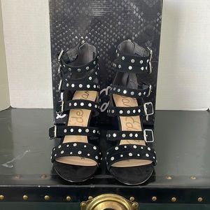 Sam Edelman Black suede thick heel sandals